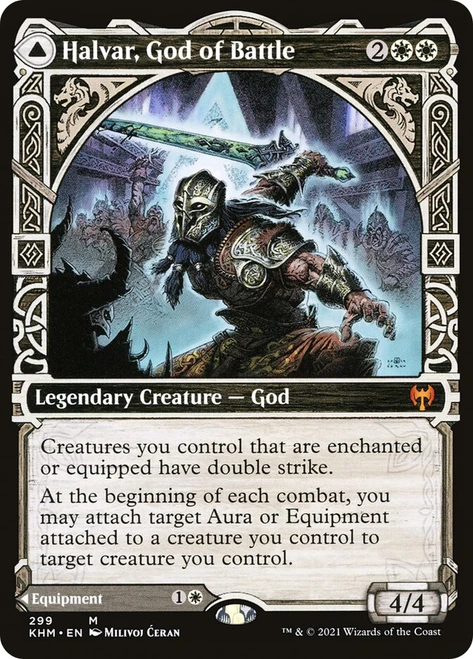 Halvar, God of Battle // Sword of the Realms (Showcase)\nKaldheim - Variants\nSingle\nMagic The Gathering