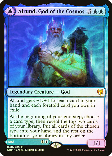 Alrund, God of the Cosmos // Hakka, Whispering Raven\nKaldheim\nSingle\nMagic The Gathering