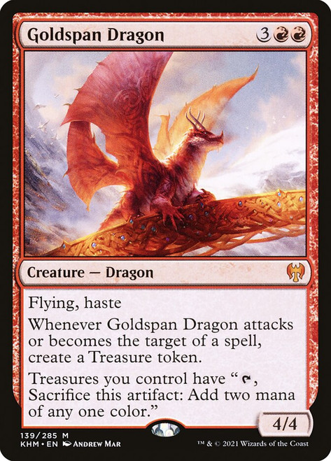 Goldspan Dragon\nKaldheim\nSingle\nMagic The Gathering