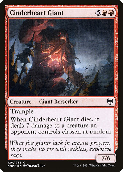 Cinderheart Giant\nKaldheim\nSingle\nMagic The Gathering