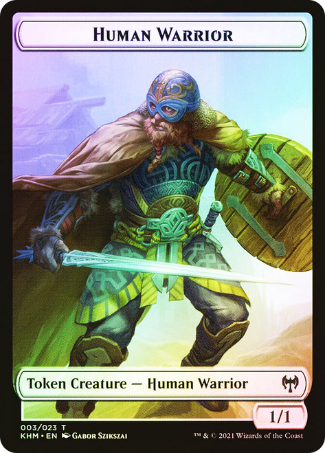 {Human Warrior Token} // {Icy Manalith Token}\nKaldheim\nSingle\nMagic The Gathering