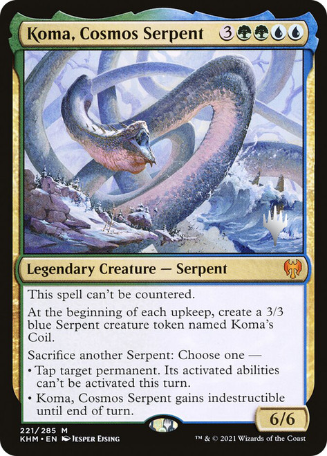 Koma, Cosmos Serpent (Promo Pack) (Kaldheim)\nPromo: Planeswalker Stamped\nSingle\nMagic The Gathering