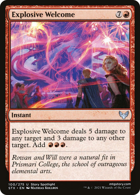 Explosive Welcome\nStrixhaven: School of Mages\nSingle\nMagic The Gathering