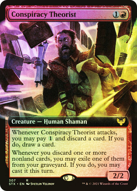 Conspiracy Theorist (Extended Art)\nStrixhaven: School of Mages - Variants\nSingle\nMagic The Gathering