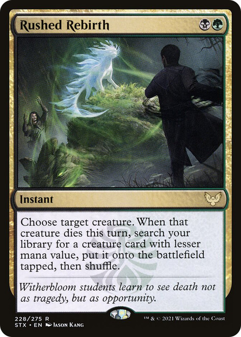 Rushed Rebirth\nStrixhaven: School of Mages\nSingle\nMagic The Gathering