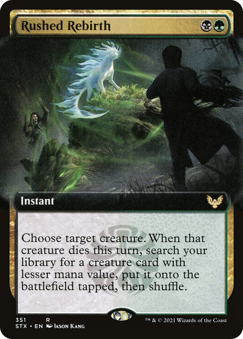 Rushed Rebirth (Extended Art)\nStrixhaven: School of Mages - Variants\nSingle\nMagic The Gathering