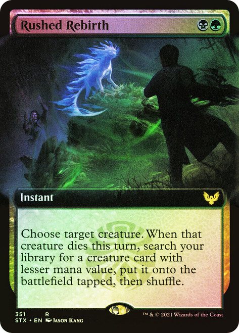 Rushed Rebirth (Extended Art)\nStrixhaven: School of Mages - Variants\nSingle\nMagic The Gathering