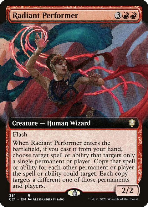 Radiant Performer (Extended Art)\nCommander 2021 - Variants\nSingle\nMagic The Gathering