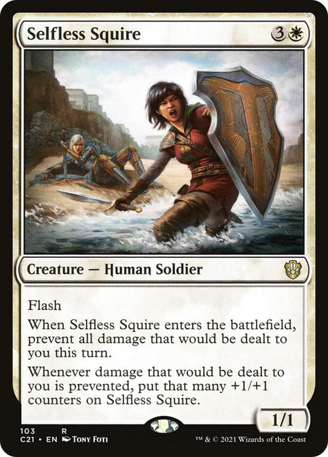 Selfless Squire\nCommander: 2021 Edition\nSingle\nMagic The Gathering
