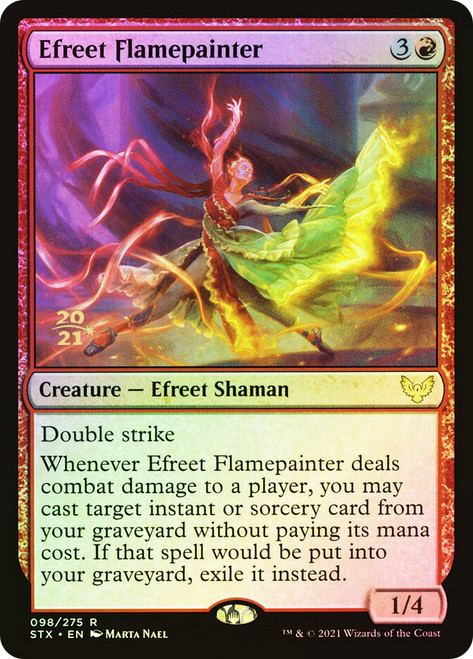 Efreet Flamepainter (Prerelease) (Strixhaven: School of Mages)\nPromo: Date Stamped\nSingle\nMagic The Gathering