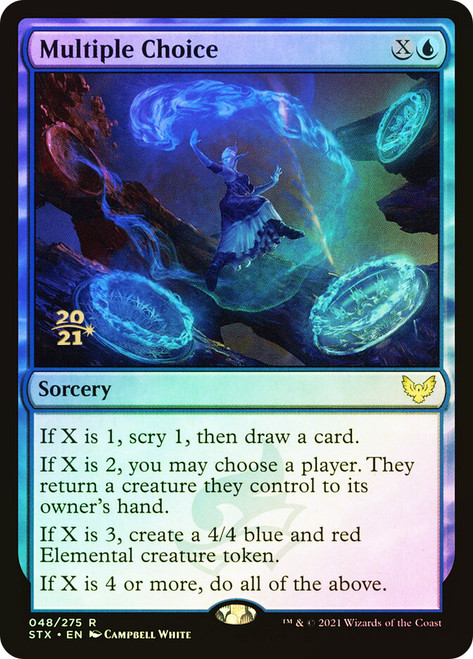 Multiple Choice (Prerelease) (Strixhaven: School of Mages)\nPromo: Date Stamped\nSingle\nMagic The Gathering