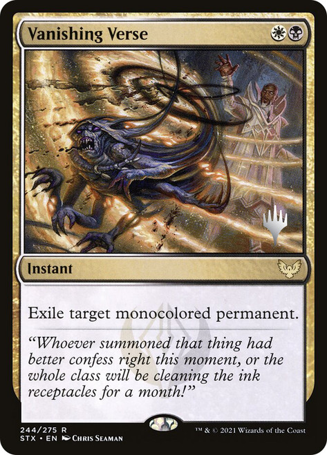 Vanishing Verse (Promo Pack) (Strixhaven: School of Mages)\nPromo: Planeswalker Stamped\nSingle\nMagic The Gathering