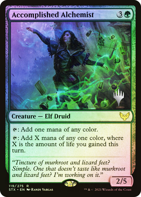 Accomplished Alchemist (Promo Pack) (Strixhaven: School of Mages)\nPromo: Planeswalker Stamped\nSingle\nMagic The Gathering