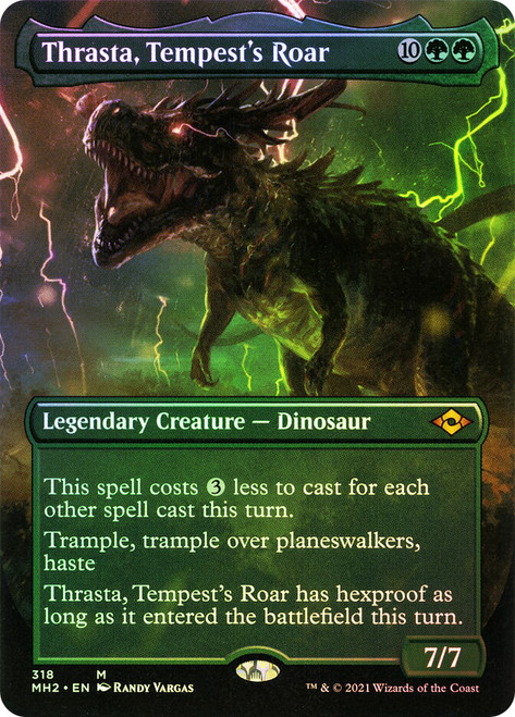 Thrasta, Tempest's Roar (Borderless)\nModern Horizons 2 - Variants\nSingle\nMagic The Gathering