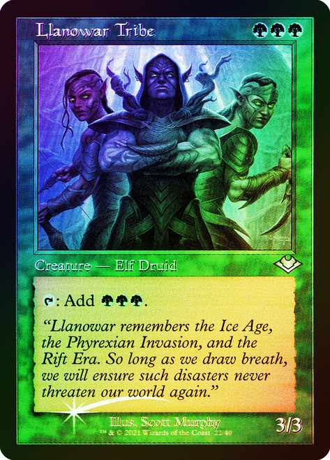 Llanowar Tribe (Retro Frame) (Foil Etched)\nModern Horizons - Foil Etched\nSingle\nMagic The Gathering