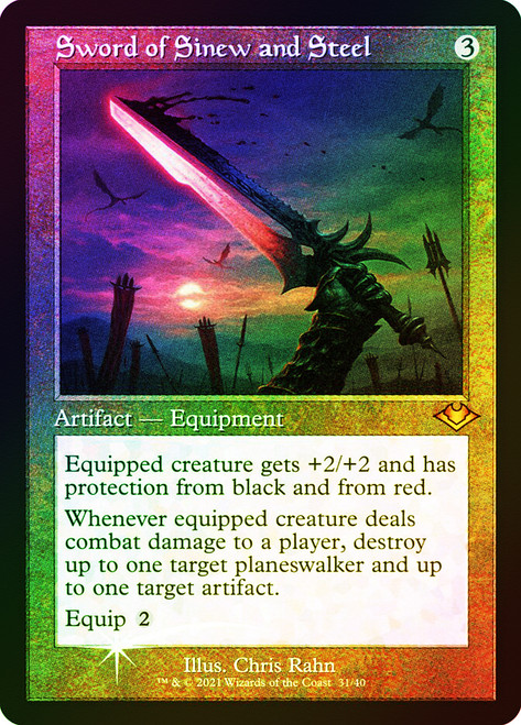 Sword of Sinew and Steel (Retro Frame) (Foil Etched)\nModern Horizons - Foil Etched\nSingle\nMagic The Gathering