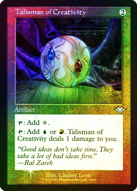 Talisman of Creativity (Retro Frame) (Foil Etched)\nModern Horizons - Foil Etched\nSingle\nMagic The Gathering