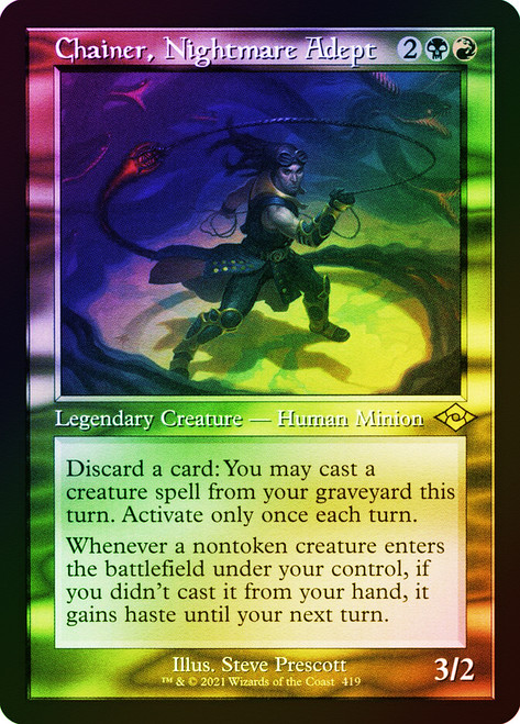 Chainer, Nightmare Adept (Retro Frame) (Foil Etched)\nModern Horizons 2 - Foil Etched\nSingle\nMagic The Gathering
