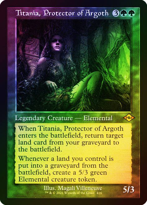 Titania, Protector of Argoth (Retro Frame) (Foil Etched)\nModern Horizons 2 - Foil Etched\nSingle\nMagic The Gathering