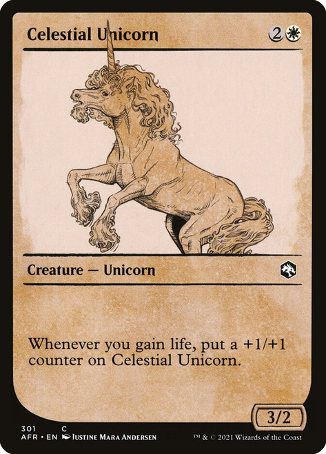Celestial Unicorn (Showcase)\nAdventures in the Forgotten Realms - Variants\nSingle\nMagic The Gathering