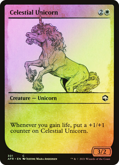 Celestial Unicorn (Showcase)\nAdventures in the Forgotten Realms - Variants\nSingle\nMagic The Gathering