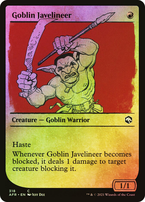 Goblin Javelineer (Showcase)\nAdventures in the Forgotten Realms - Variants\nSingle\nMagic The Gathering