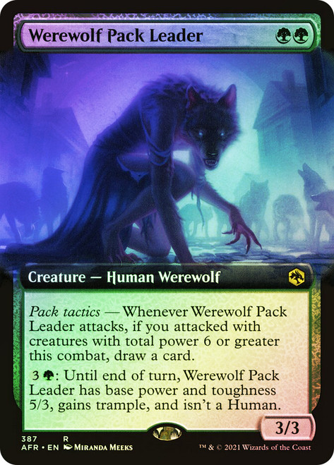 Werewolf Pack Leader (Extended Art)\nAdventures in the Forgotten Realms - Variants\nSingle\nMagic The Gathering