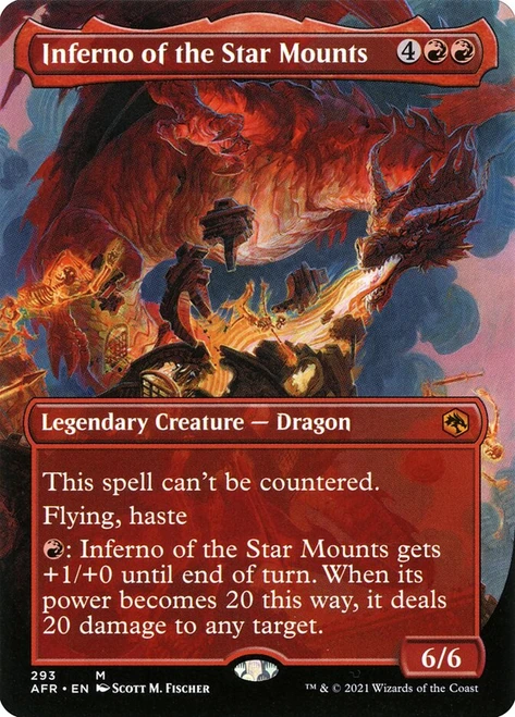 Inferno of the Star Mounts (Borderless)\nAdventures in the Forgotten Realms - Variants\nSingle\nMagic The Gathering