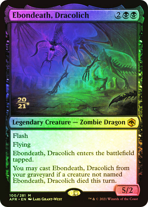 Ebondeath, Dracolich (Prerelease) (Adventures in the Forgotten Realms)\nPromo: Date Stamped\nSingle\nMagic The Gathering