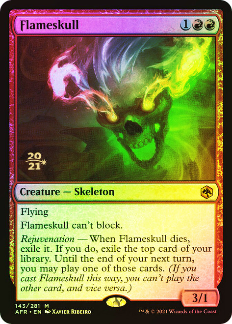 Flameskull (Prerelease) (Adventures in the Forgotten Realms)\nPromo: Date Stamped\nSingle\nMagic The Gathering