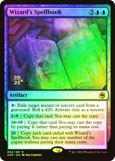 Wizard's Spellbook (Prerelease) (Adventures in the Forgotten Realms)\nPromo: Date Stamped\nSingle\nMagic The Gathering