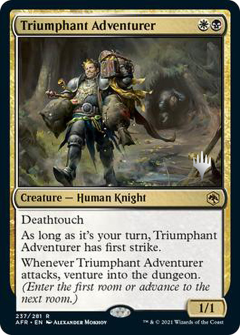 Triumphant Adventurer (Promo Pack) (Adventures in the Forgotten Realms)\nPromo: Planeswalker Stamped\nSingle\nMagic The Gathering