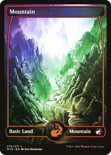 Mountain (#275) (Full Art)\nInnistrad: Midnight Hunt\nSingle\nMagic The Gathering