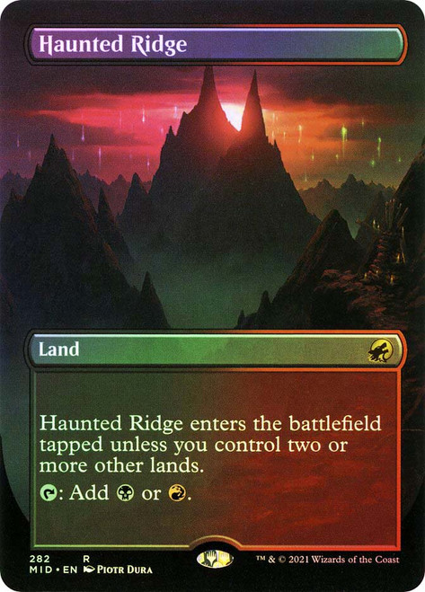 Haunted Ridge (Borderless)\nInnistrad: Midnight Hunt - Variants\nSingle\nMagic The Gathering