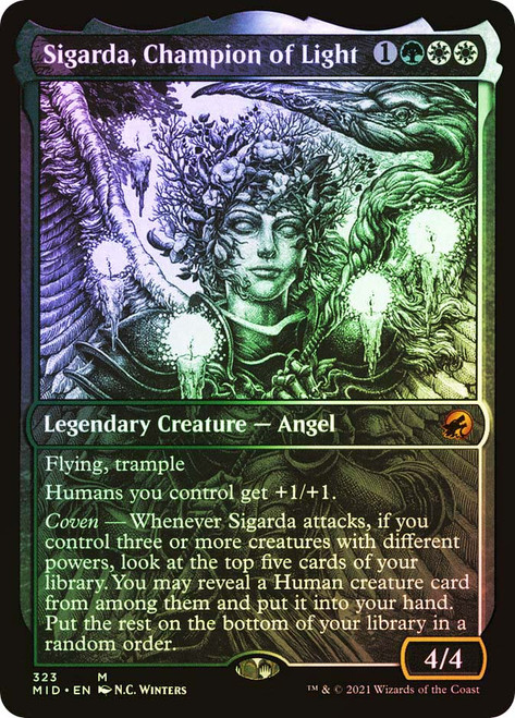 Sigarda, Champion of Light (Showcase)\nInnistrad: Midnight Hunt - Variants\nSingle\nMagic The Gathering