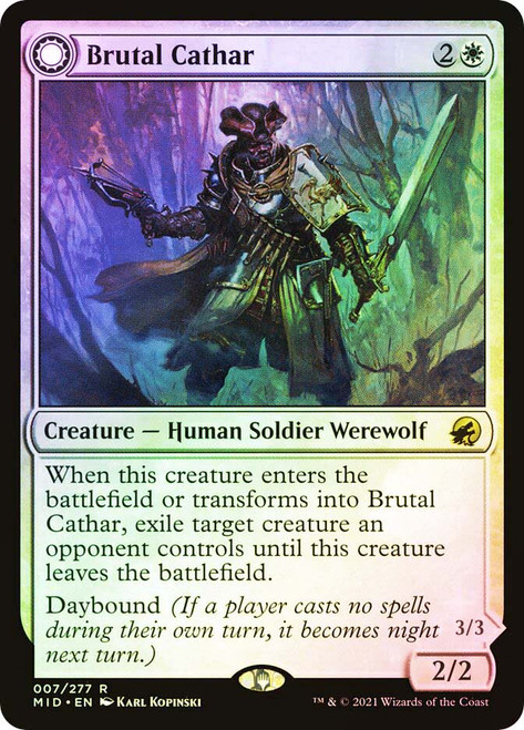 Brutal Cathar // Moonrage Brute\nInnistrad: Midnight Hunt\nSingle\nMagic The Gathering