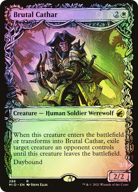 Brutal Cathar // Moonrage Brute (Showcase)\nInnistrad: Midnight Hunt - Variants\nSingle\nMagic The Gathering