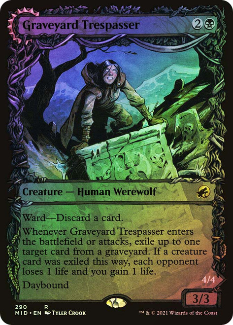 Graveyard Trespasser // Graveyard Glutton (Showcase)\nInnistrad: Midnight Hunt - Variants\nSingle\nMagic The Gathering