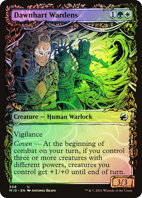 Dawnhart Wardens (Showcase)\nInnistrad: Midnight Hunt - Variants\nSingle\nMagic The Gathering