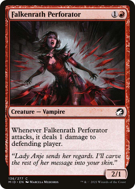 Falkenrath Perforator\nInnistrad: Midnight Hunt\nSingle\nMagic The Gathering
