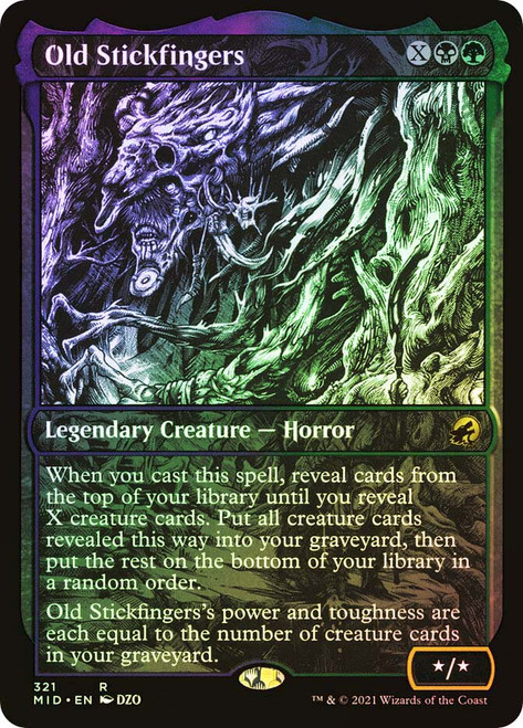 Old Stickfingers (Showcase)\nInnistrad: Midnight Hunt - Variants\nSingle\nMagic The Gathering
