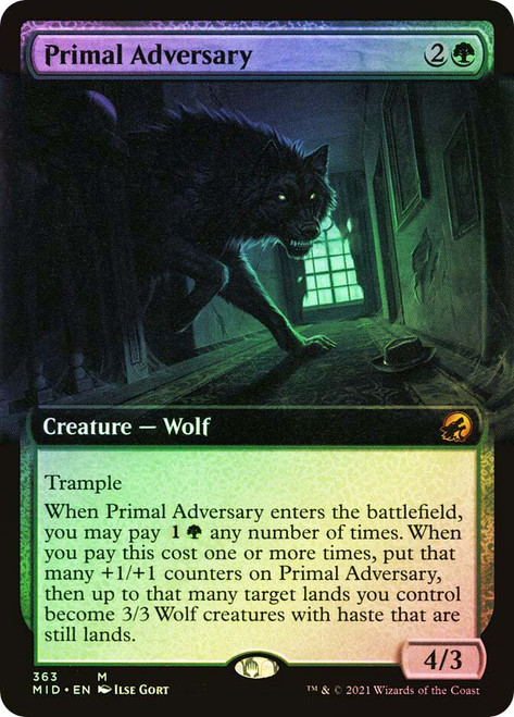Primal Adversary (Extended Art)\nInnistrad: Midnight Hunt - Variants\nSingle\nMagic The Gathering