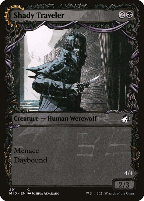 Shady Traveler // Stalking Predator (Showcase)\nInnistrad: Midnight Hunt - Variants\nSingle\nMagic The Gathering