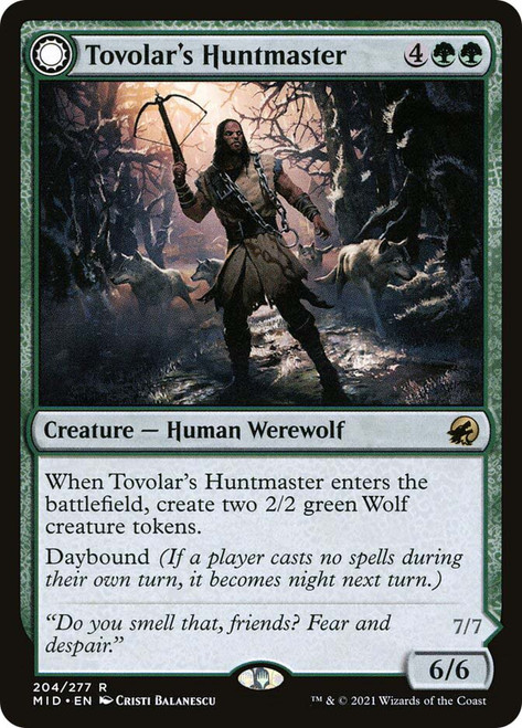 Tovolar's Huntmaster // Tovolar's Packleader\nInnistrad: Midnight Hunt\nSingle\nMagic The Gathering