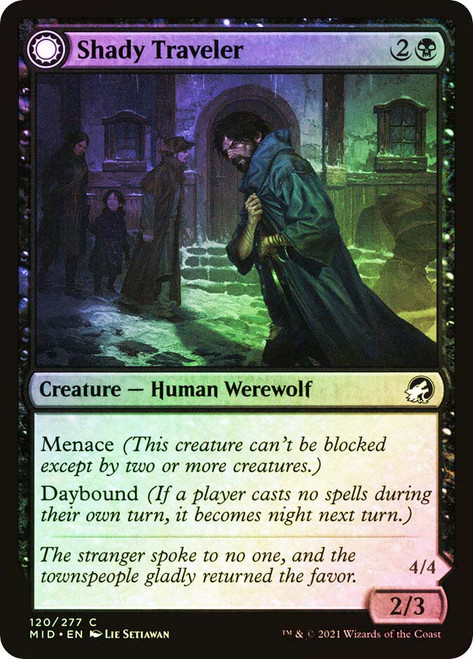 Shady Traveler // Stalking Predator\nInnistrad: Midnight Hunt\nSingle\nMagic The Gathering