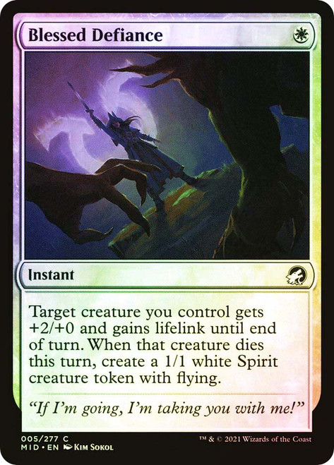 Blessed Defiance\nInnistrad: Midnight Hunt\nSingle\nMagic The Gathering