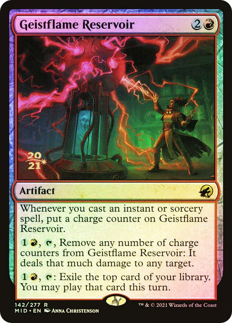 Geistflame Reservoir (Prerelease) (Innistrad: Midnight Hunt)\nPromo: Date Stamped\nSingle\nMagic The Gathering