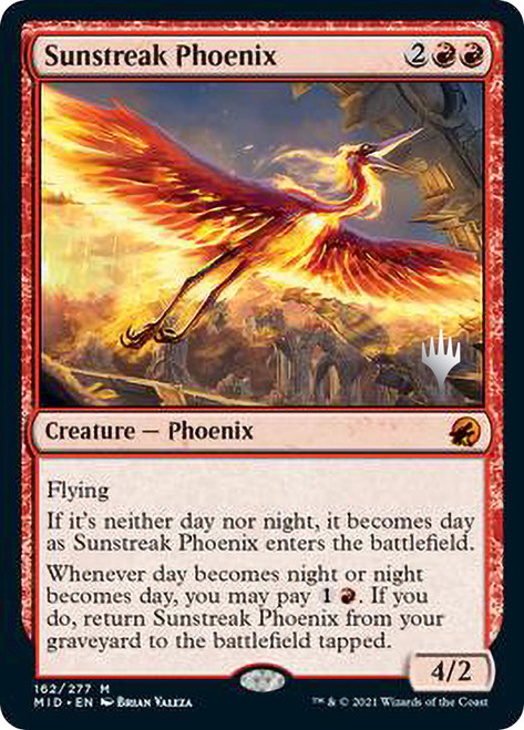 Sunstreak Phoenix (Promo Pack) (Innistrad: Midnight Hunt)\nPromo: Planeswalker Stamped\nSingle\nMagic The Gathering