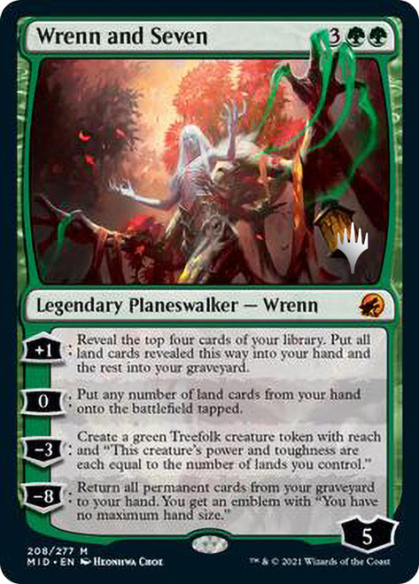Wrenn and Seven (Promo Pack) (Innistrad: Midnight Hunt)\nPromo: Planeswalker Stamped\nSingle\nMagic The Gathering