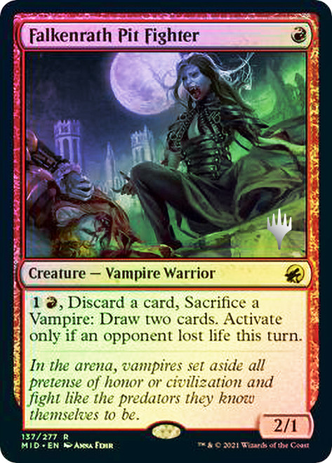 Falkenrath Pit Fighter (Promo Pack) (Innistrad: Midnight Hunt)\nPromo: Planeswalker Stamped\nSingle\nMagic The Gathering